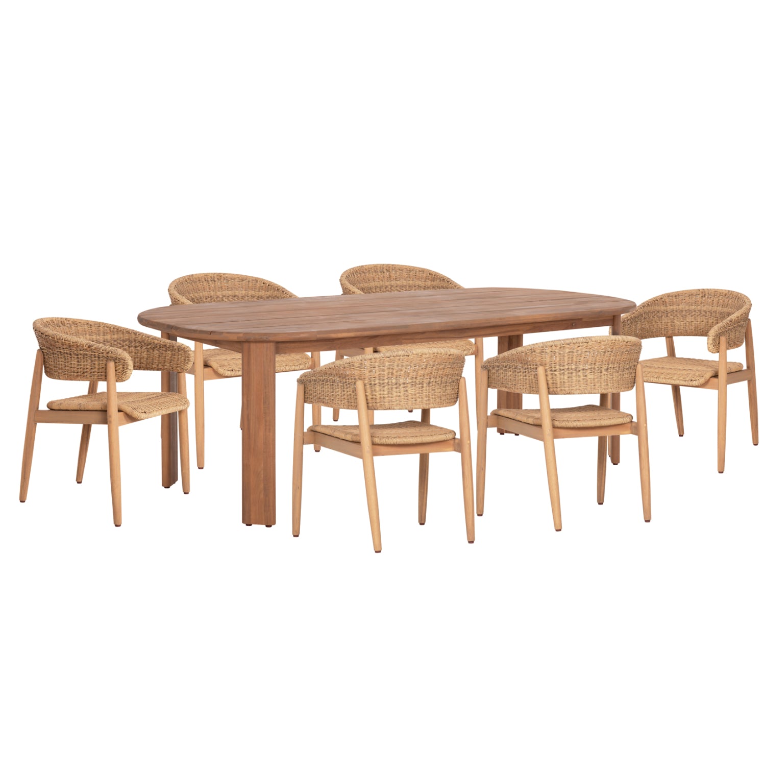 OUTDOOR DINING SET 7PCS RAIKKO HM11030 ACACIA WOOD & ROPE IN NATURAL COLORS
