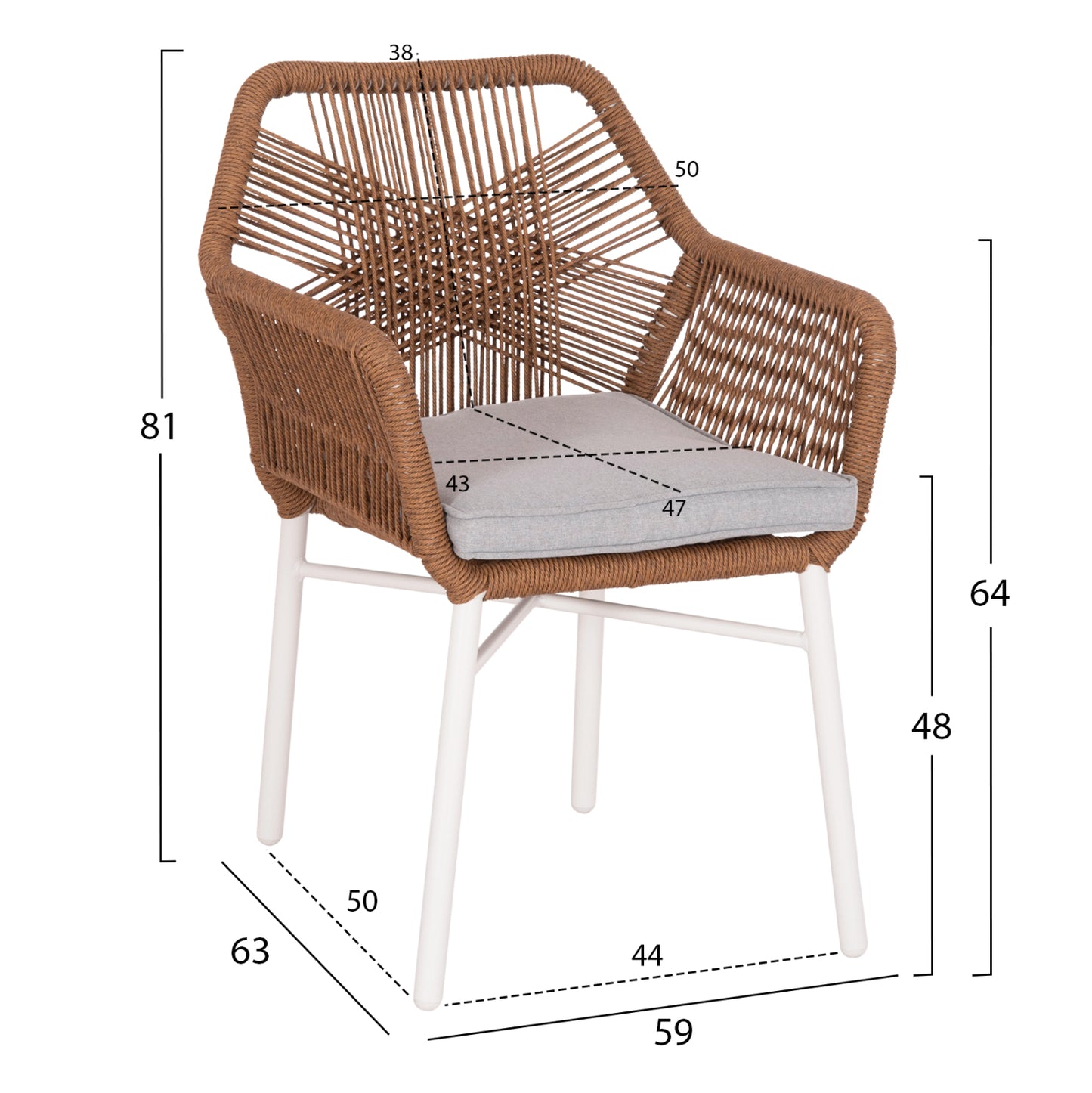 OUTDOOR DINING SET 7PCS KRUM HM21132 WHITE ALUMINUM--P.E.TWISTED RATTAN