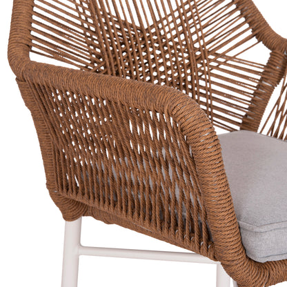 OUTDOOR DINING SET 7PCS KRUM HM21132 WHITE ALUMINUM--P.E.TWISTED RATTAN