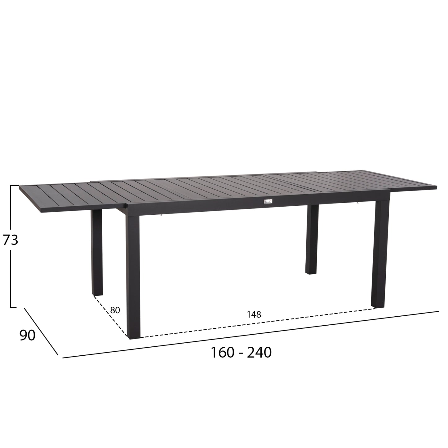 OUTDOOR DINING SET KRUM HM21154 DINING TABLE WITH 6 ARMCHAIRS--DARK GREY ALUMINUM