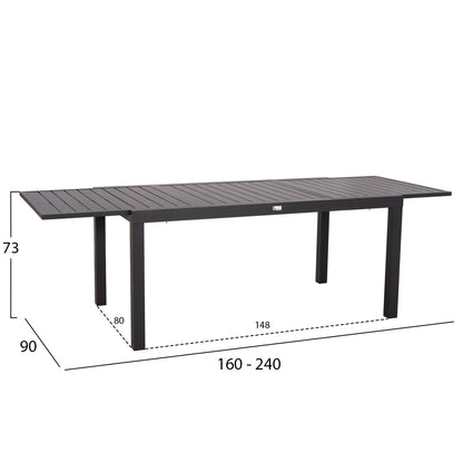 OUTDOOR DINING SET 7PCS KRUM HM21153 DARK GREY ALUMINUM-P.E.TWISTED RATTAN