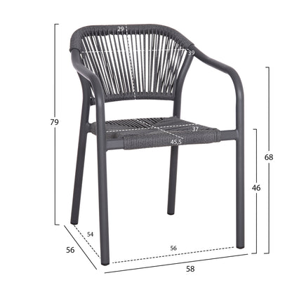 OUTDOOR DINING SET 7PCS KRUM HM21153 DARK GREY ALUMINUM-P.E.TWISTED RATTAN