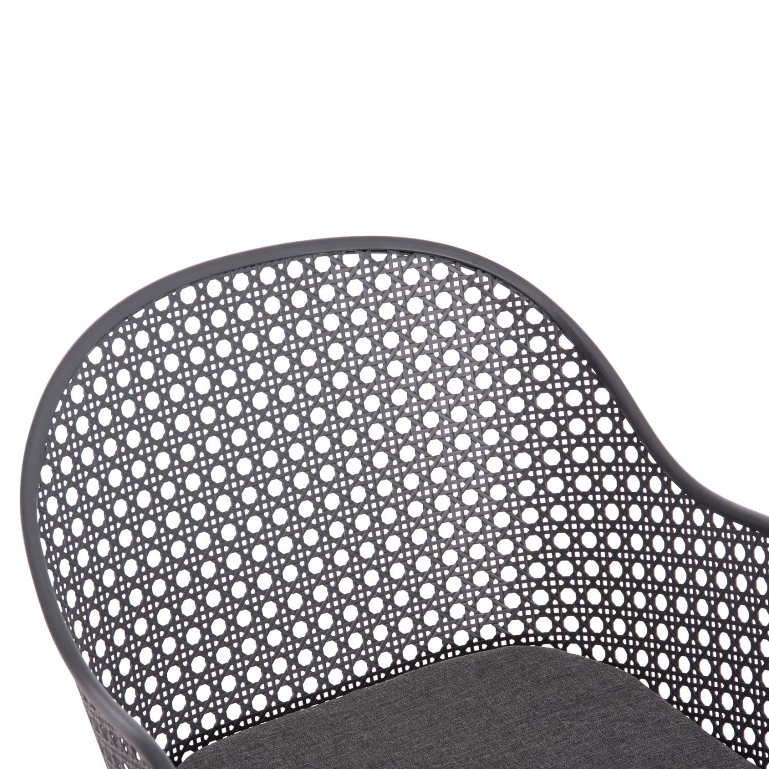 OUTDOOR DINING SET KRUM HM21154 DINING TABLE WITH 6 ARMCHAIRS--DARK GREY ALUMINUM