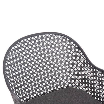 OUTDOOR DINING SET KRUM HM21154 DINING TABLE WITH 6 ARMCHAIRS--DARK GREY ALUMINUM