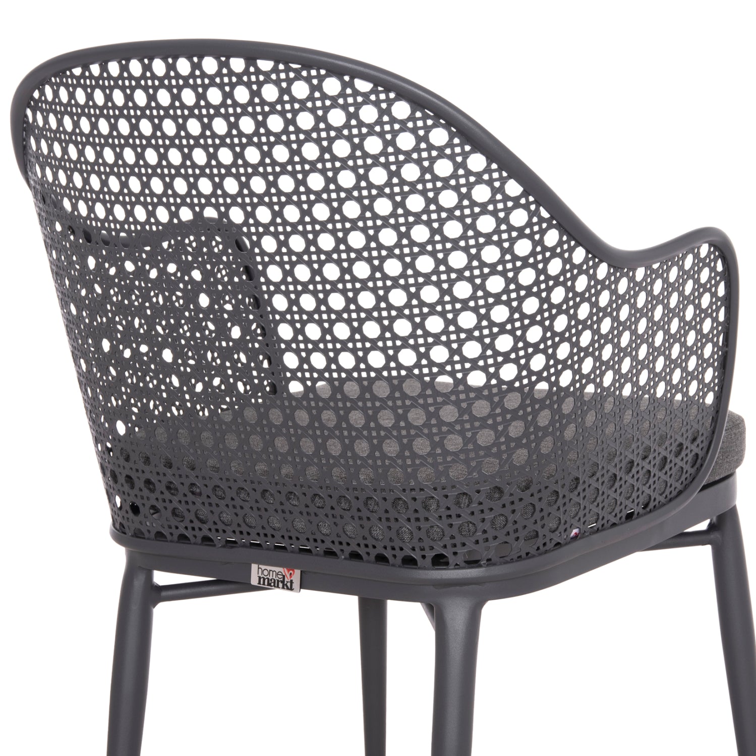 OUTDOOR DINING SET KRUM HM21154 DINING TABLE WITH 6 ARMCHAIRS--DARK GREY ALUMINUM