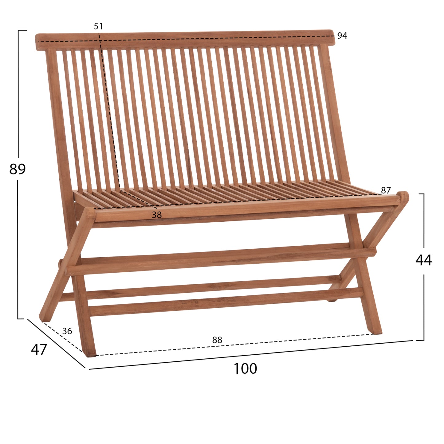 OUTDOOR DINING SET 4PCS FOLDABLE ERIS HM10920 TEAK WOOD IN NATURAL