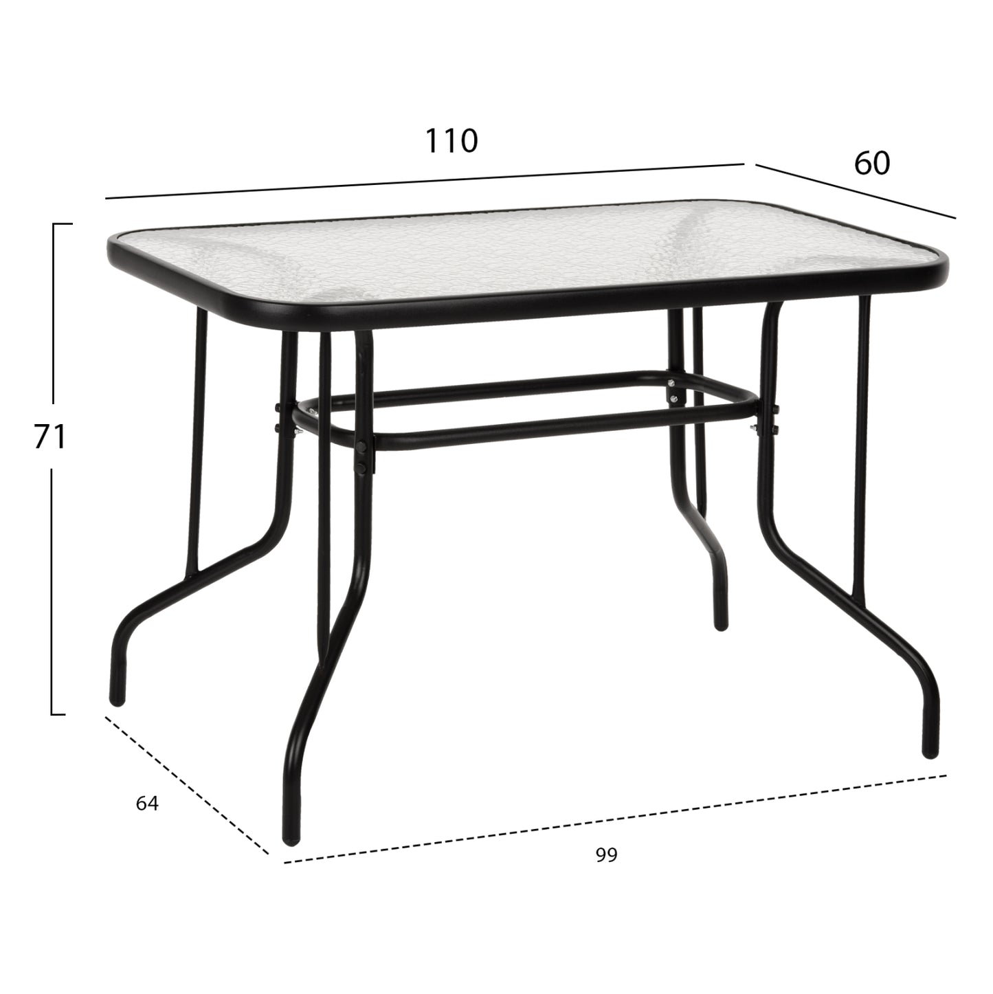 OUTDOOR DINING SET ADAM HM5193.13 TABLE WITH 4 DINING CHAIRS--BLACK