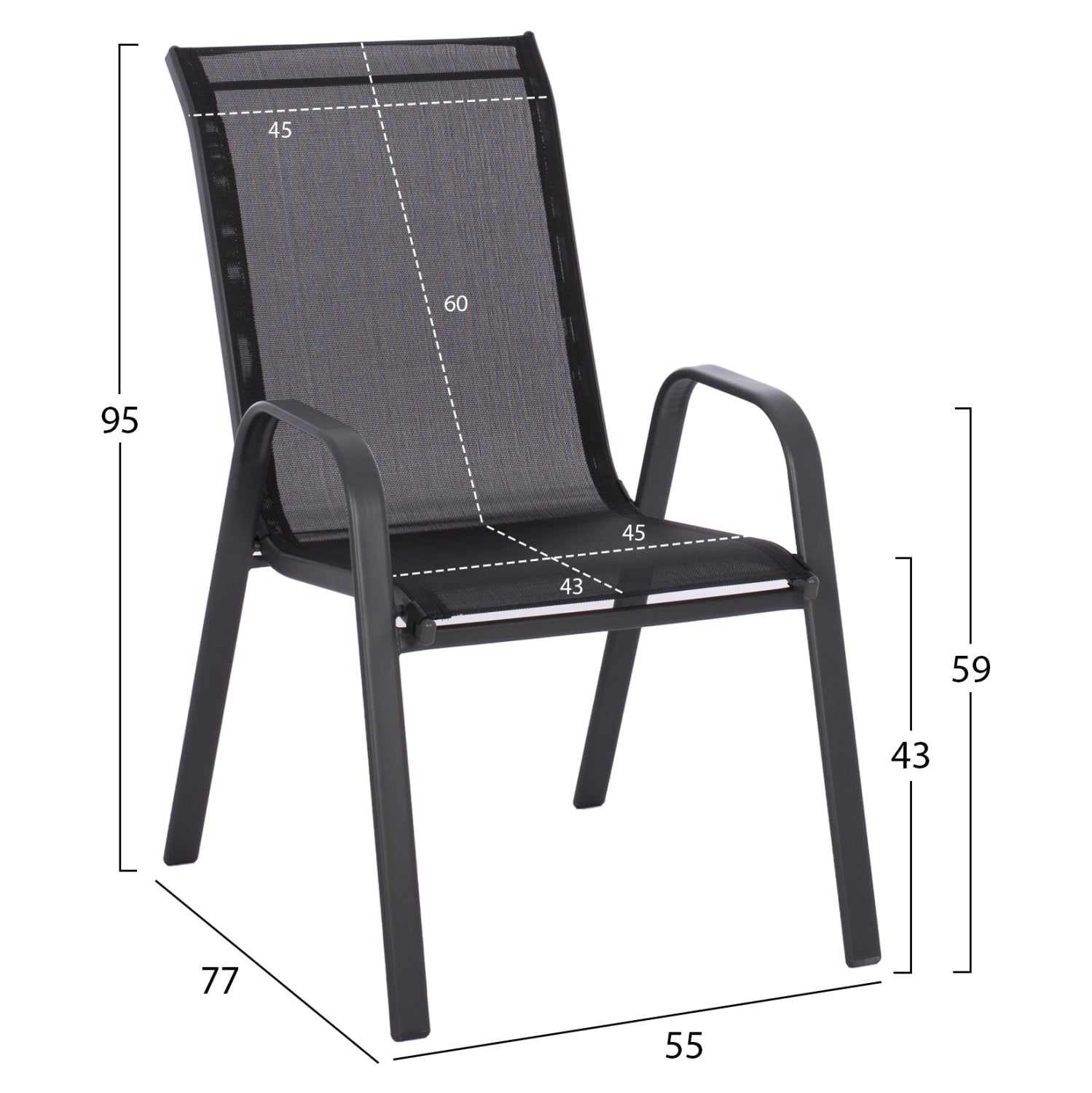 OUTDOOR DINING SET ADAM HM5193.13 TABLE WITH 4 DINING CHAIRS--BLACK