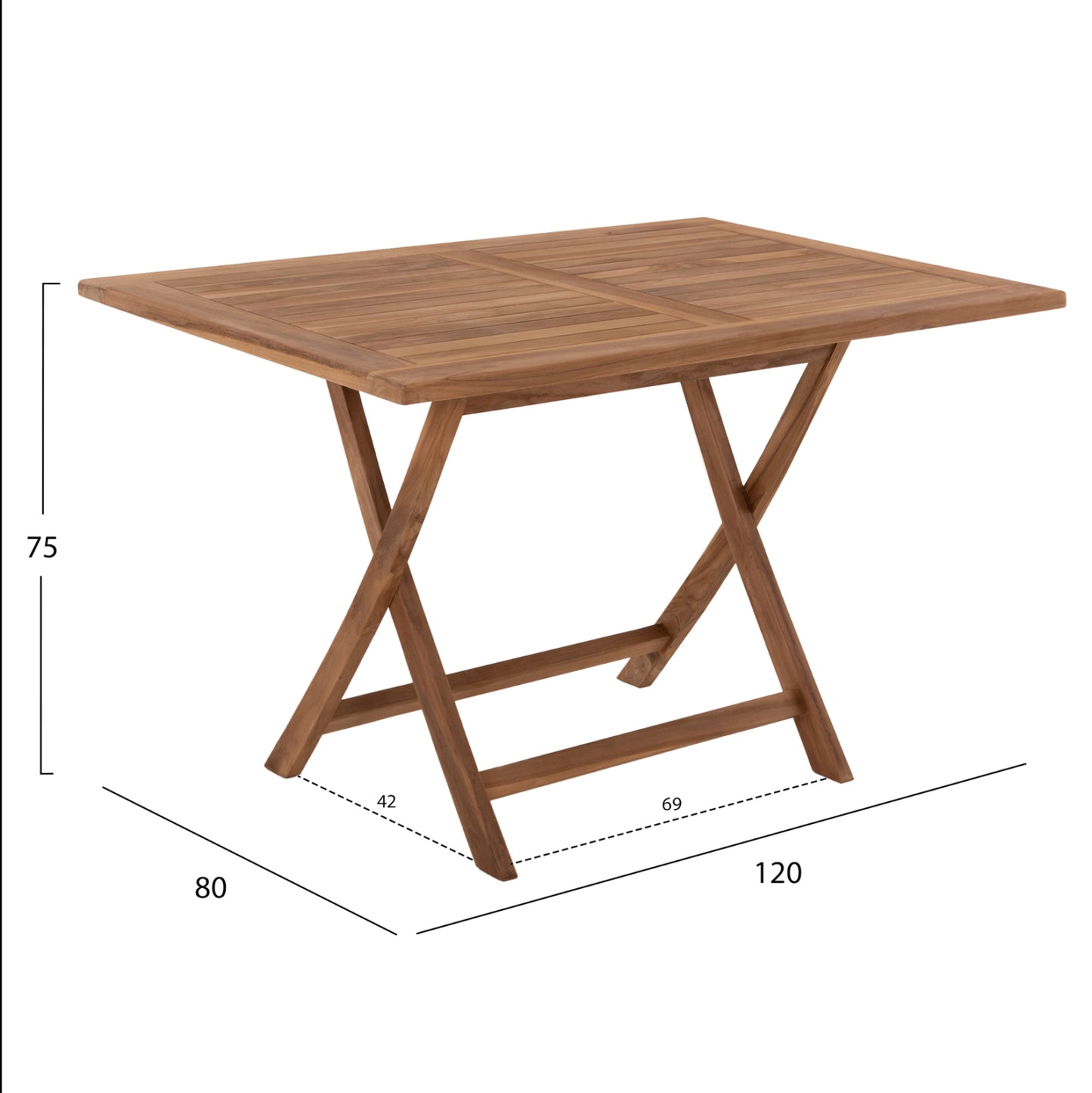 OUTDOOR DINING SET 4PCS KENDALL HM11953 SOLID TEAK WOOD IN NATURAL COLOR