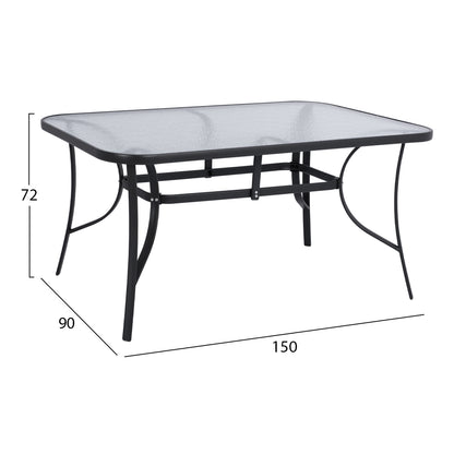 OUTDOOR DINING SET 5PCS REDAN HM10890.01 METAL-TEXTILENE IN BLACK & DARK GREY