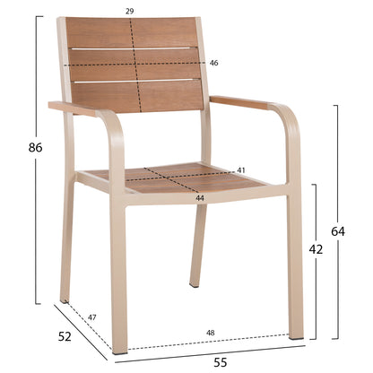 OUTDOOR DINING SET TABER HM10840.01 TABLE & 4 DINING CHAIRS-ALUMINUM & POLYWOOD--CHAMPAGNE