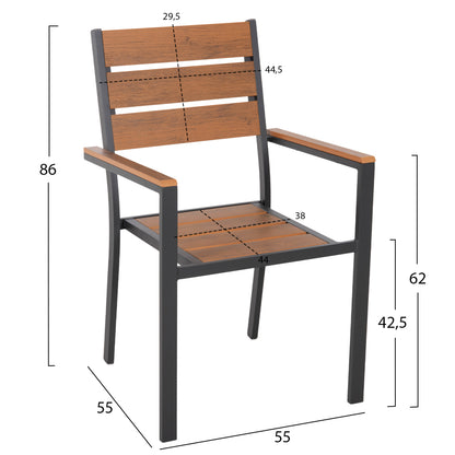 OUTDOOR DINING SET TABER HM21197 TABLE & 4 DINING CHAIRS-ALUMINUM & POLYWOOD--ANTHRACITE COLOR