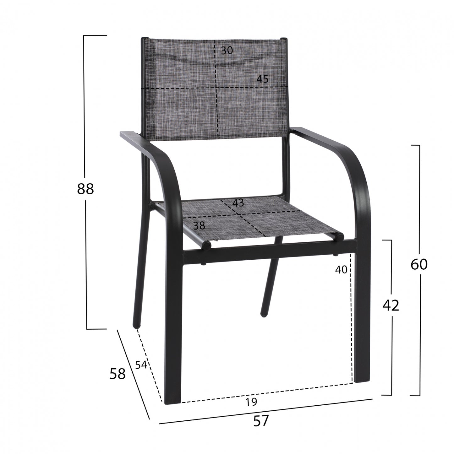 DINING SET 7 PCS TABLE GRAY 150X90 AND ARMCHAIR TEXTLINE GRAY HM11532.01