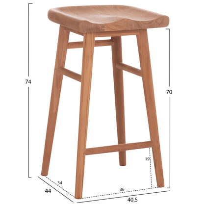 SET BAR TABLE WITH 2 BAR STOOLS BOLMAR HM10917 TEAK WOOD IN NATURAL COLOR