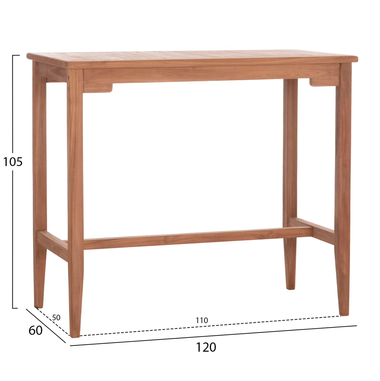 SET BAR TABLE WITH 4 BAR STOOLS NIKOL HM10916 TEAK WOOD IN NATURAL COLOR