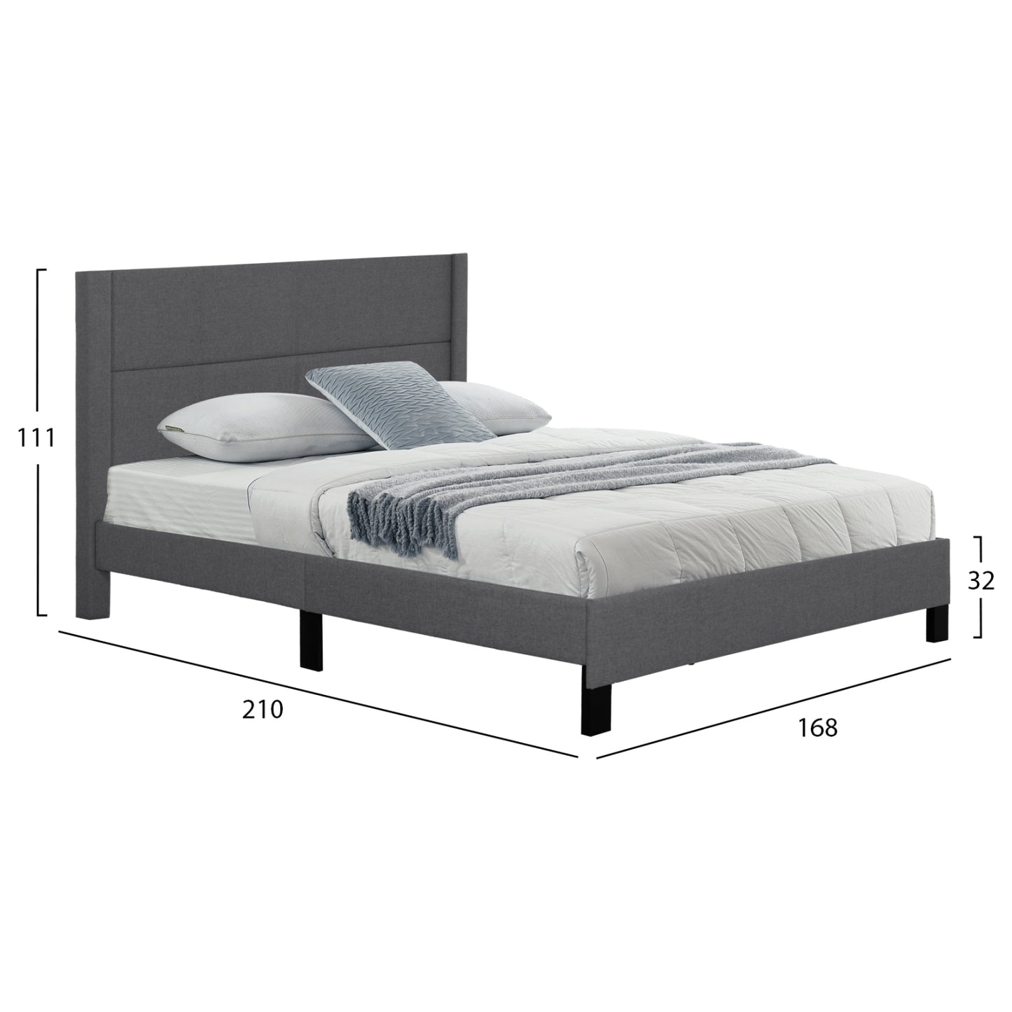 BEDROOM SET 3PCS HM11214 FABRIC IN GREY--MELAMINE IN ZEBRANO