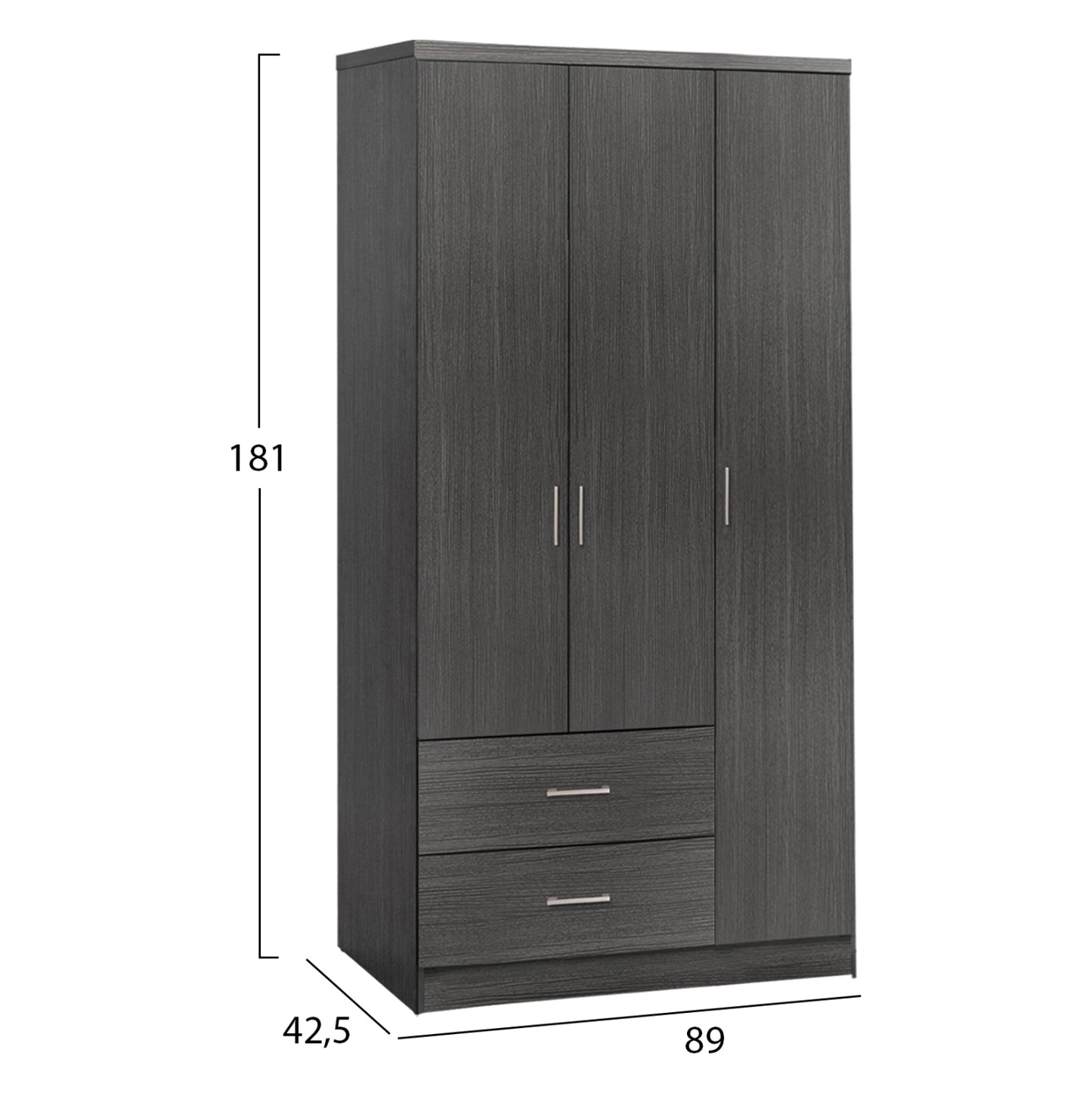 BEDROOM SET 3PCS HM11214 FABRIC IN GREY--MELAMINE IN ZEBRANO