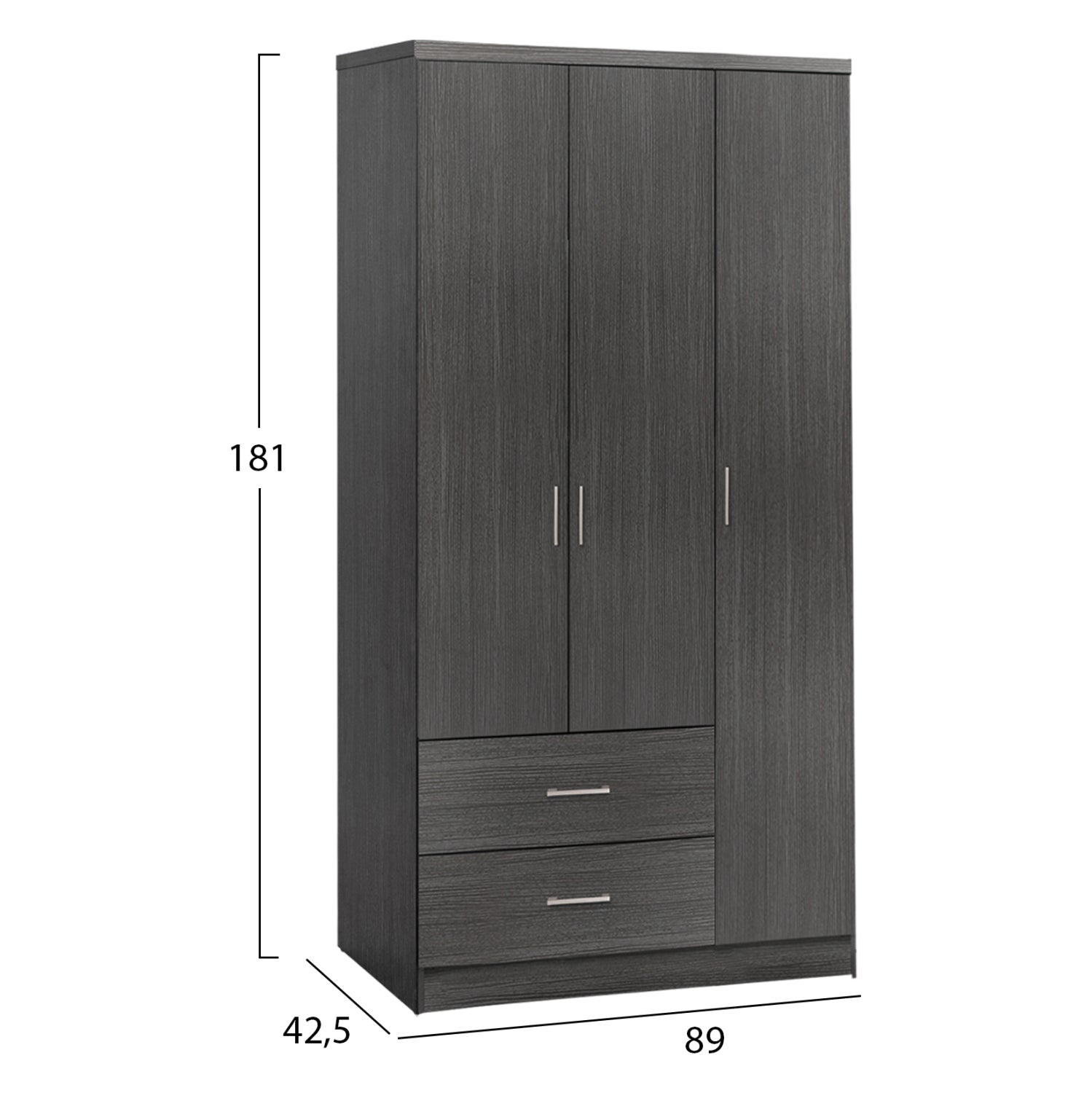 BEDROOM SET 3PCS HM11214 FABRIC IN GREY--MELAMINE IN ZEBRANO