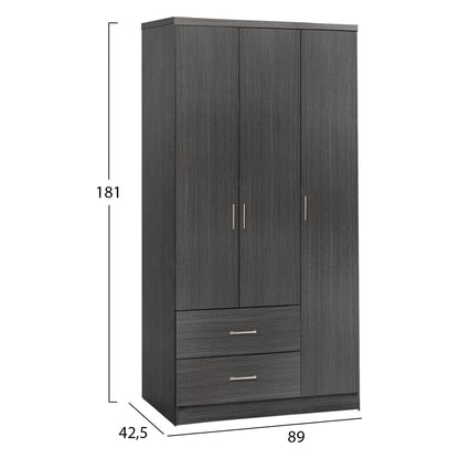 BEDROOM SET 3PCS HM11214 FABRIC IN GREY--MELAMINE IN ZEBRANO