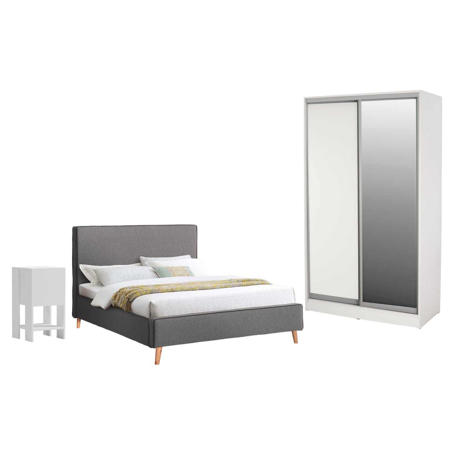 BEDROOM SET 3PCS GREY & WHITE HM11214