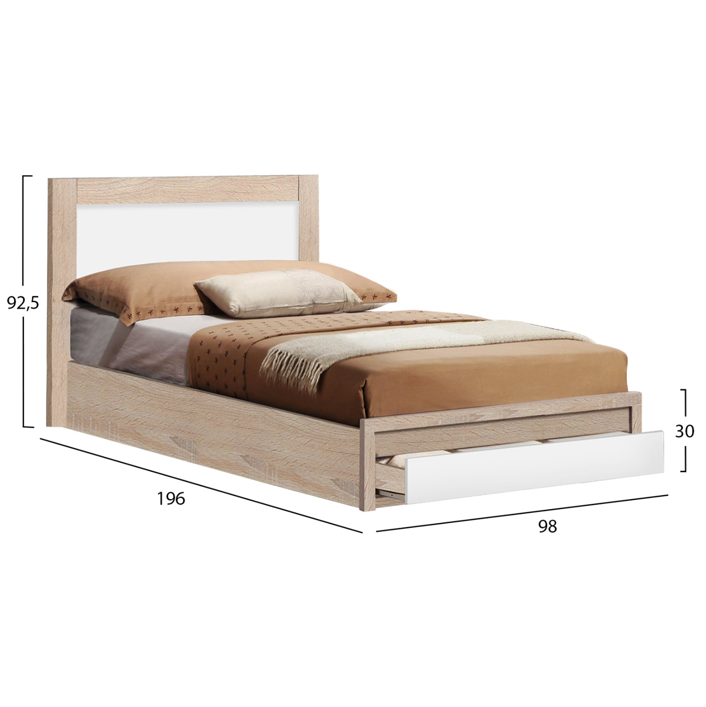 BEDROOM SET WITH MATTRESS 4PCS HM11212 SONAMA/WHITE