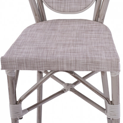 Stool Aluminum Bamboo Look White patina with textline HM5110 47x61x115cm