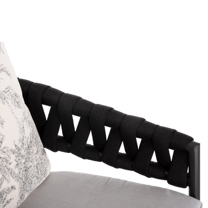 BAR STOOL ALUMINUM CAMDEN HM6142.01 ANTHRACITE WITH ECRU BACK CUSHION WITH PRINT PATTERN 56x60x108Hcm.
