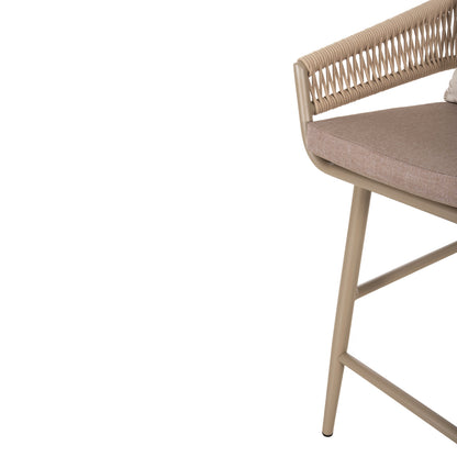 BAR STOOL ALUMINUM CAMDEN HM6142.04 BACK CUSHION WITH PRINT PATTERN-CAPPUCCINO 56x60x108Hcm.