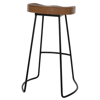 BAR-STOOL TOON WOOD-METAL IN NATURAL-BLACK 45X36X71Hcm.HM9333.01