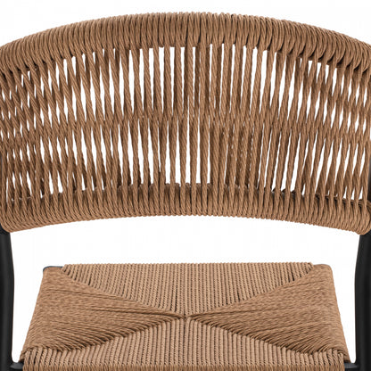 CHARCOAL ALUMINUM BAR STOOL WITH PE ROPE BEIGE HM5789.02 45,5x56x111 cm.