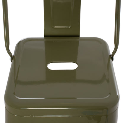 BAR STOOL WITH BACKREST MELITA-PRO HM8643.43 METAL IN DARK OLIVE GREEN 42x42x100Hcm.