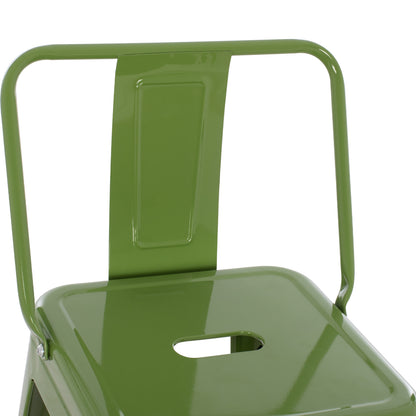 BAR STOOL WITH BACKREST MELITA-PRO HM98643.53 METAL IN LIGHT OLIVE GREEN 42x42x100Hcm.