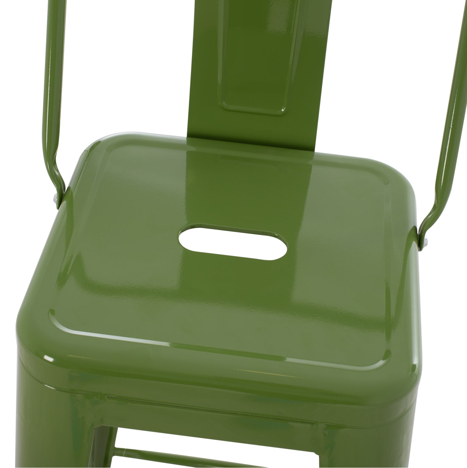 BAR STOOL WITH BACKREST MELITA-PRO HM98643.53 METAL IN LIGHT OLIVE GREEN 42x42x100Hcm.
