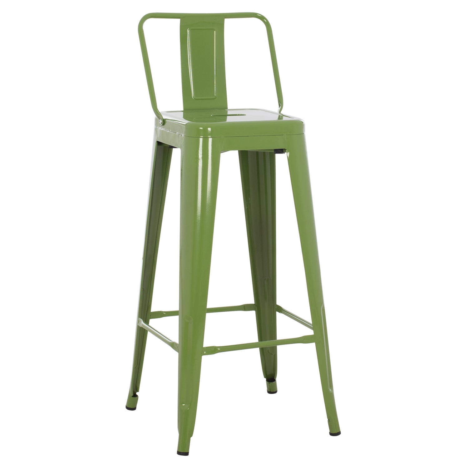 BAR STOOL WITH BACKREST MELITA-PRO HM98643.53 METAL IN LIGHT OLIVE GREEN 42x42x100Hcm.