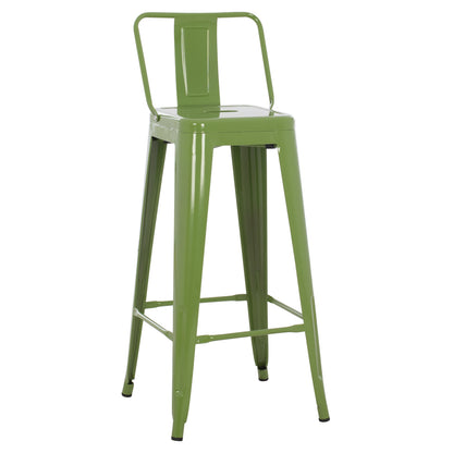 BAR STOOL WITH BACKREST MELITA-PRO HM98643.53 METAL IN LIGHT OLIVE GREEN 42x42x100Hcm.