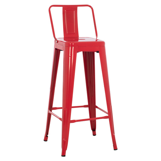 BAR STOOL MELITA HM8643.04 METAL WITH BACKREST IN RED 43Χ43Χ100Hcm.