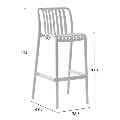 BAR STOOL POLYPROPYLENE CONVEE HM6098.01 WHITE 38,5x49,5x102Hcm.