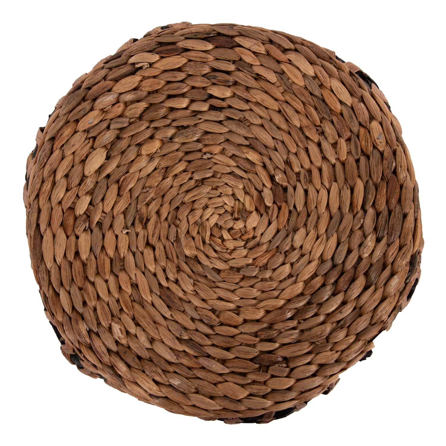STOOL TEOFILO HM7869 IN NATURAL AND BLACK-HYDROHYACINTH MAT Φ43x38Hcm.