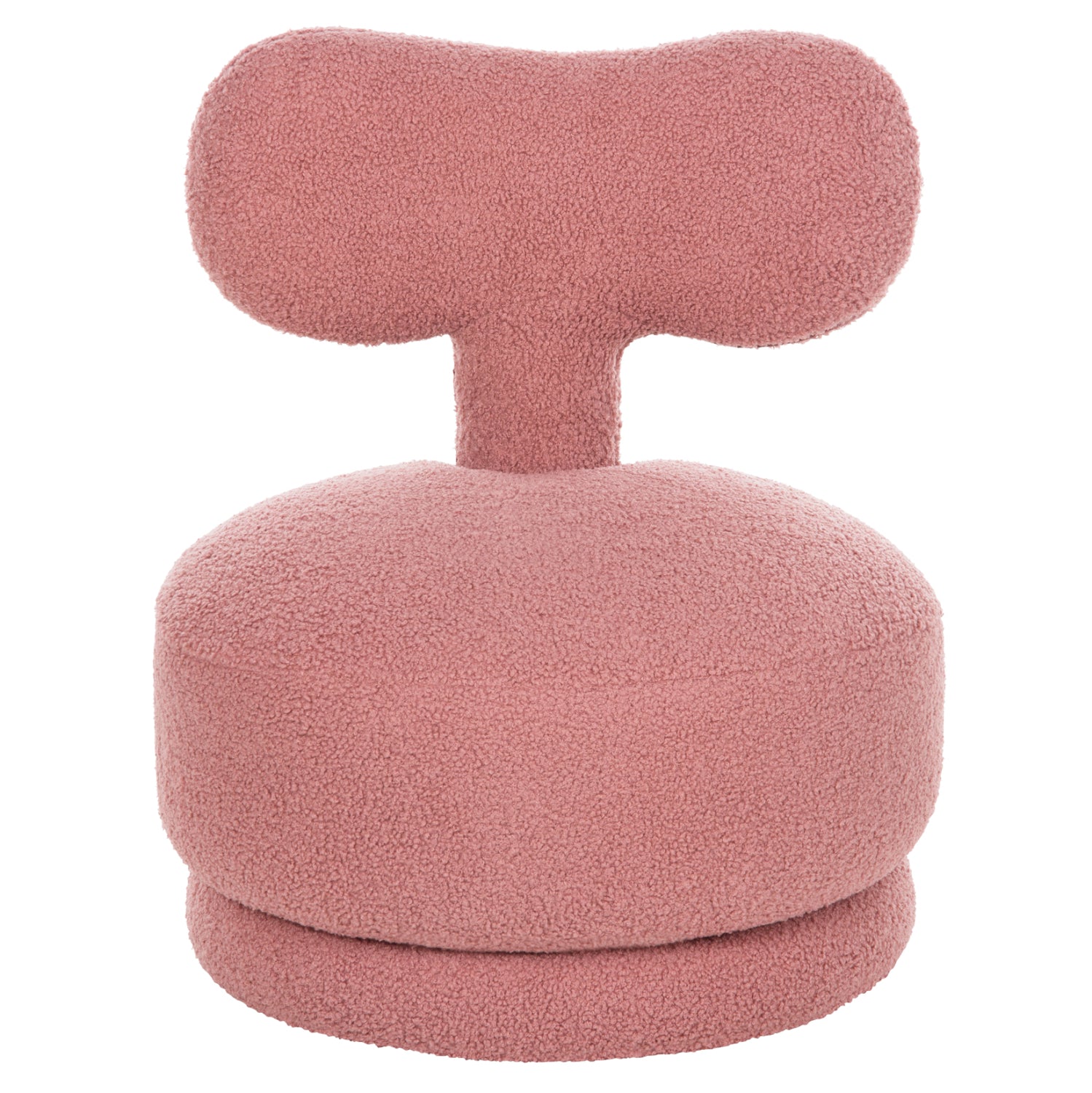 STOOL WITH BACKREST SWIVEL KRIVIO HM9775.02 DUSTY PINK BOUCLE FABRIC 52x53x60Hcm.
