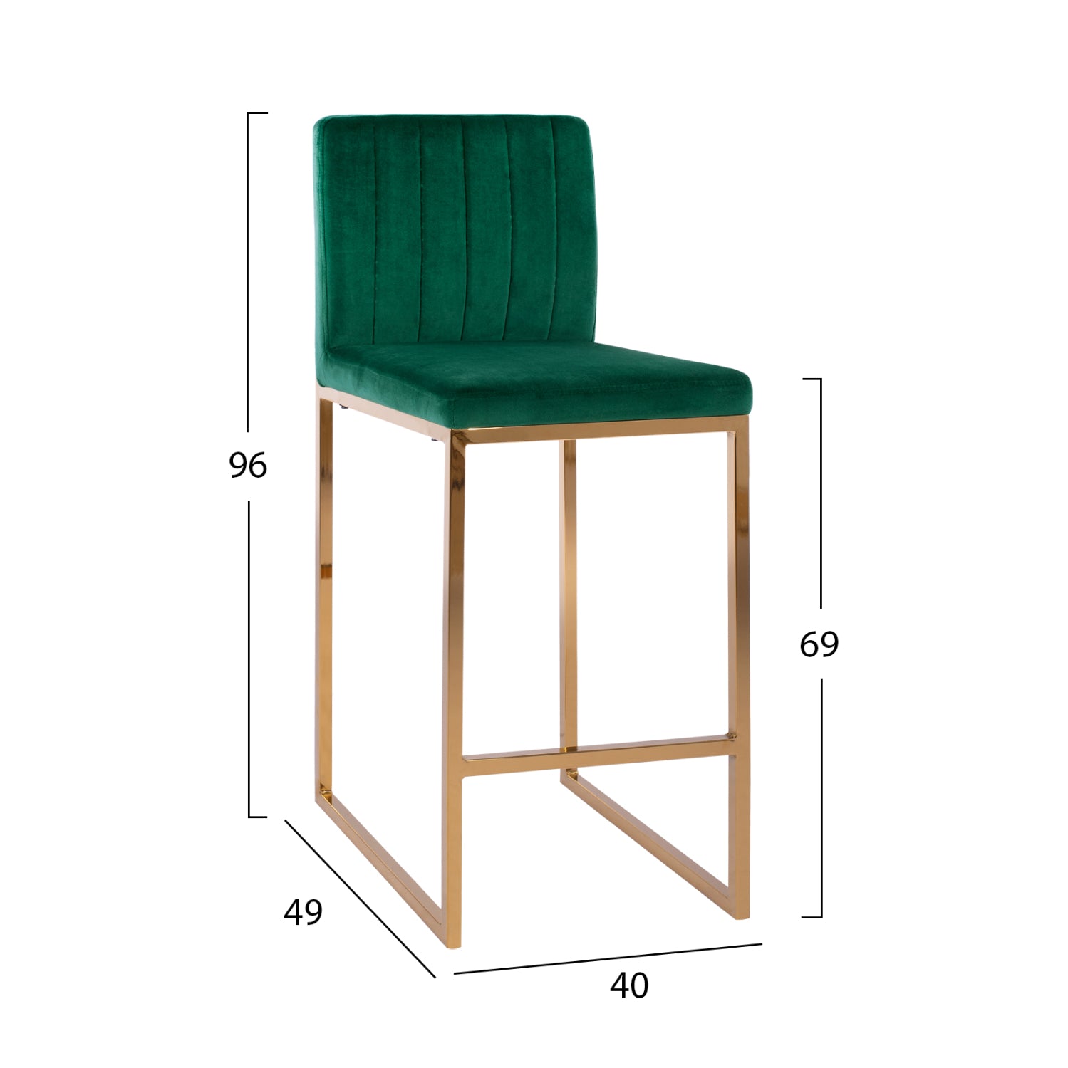 Bar Stool Piper Velvet Cypress & Gold Metallic Frame HM8525.03 40x49x96 cm