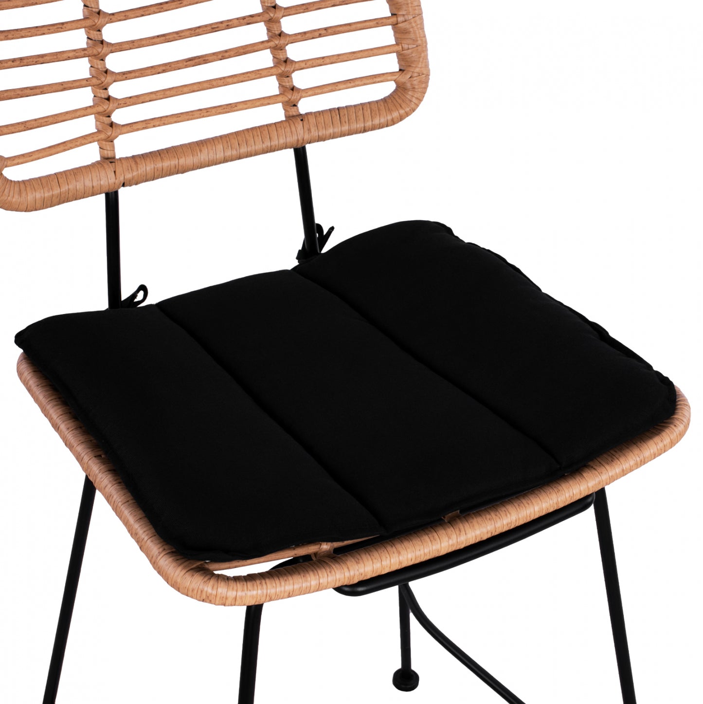 Metal Stool with pillow Allegra HM5644 with wicker in beige color 55x56x107 εκ.