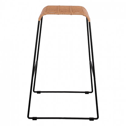 Metallic Stool Allegra HM5641 with Wicker in Beige color 49x50x76 cm