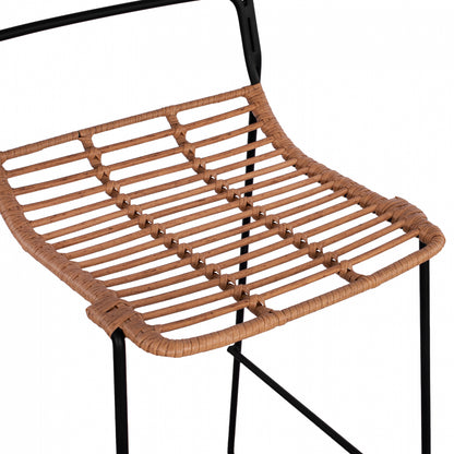 Metallic Stool Allegra HM5642 with Wicker in Beige color 48x53x100 cm