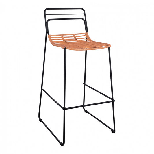Metallic Stool Allegra HM5642 with Wicker in Beige color 48x53x100 cm