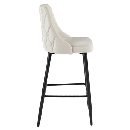ΣΚΑΜΠΟ ΜΠΑΡ SERENITY HM8519.07 ΒΕΛΟΥΔΟ ΜΠΕΖ-ΜΑΥΡΑ ΜΕΤΑΛΛΙΚΑ ΠΟΔΙΑ 53x48x110Υεκ.