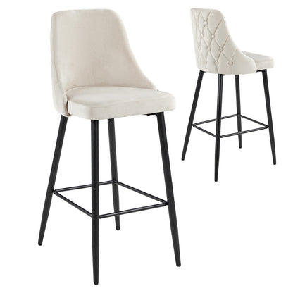 ΣΚΑΜΠΟ ΜΠΑΡ SERENITY HM8519.07 ΒΕΛΟΥΔΟ ΜΠΕΖ-ΜΑΥΡΑ ΜΕΤΑΛΛΙΚΑ ΠΟΔΙΑ 53x48x110Υεκ.