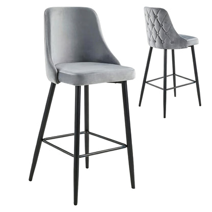 ΣΚΑΜΠΟ ΜΠΑΡ SERENITY HM8519.11 ΒΕΛΟΥΔΟ ΓΚΡΙ-ΜΑΥΡΑ ΜΕΤΑΛΛΙΚΑ ΠΟΔΙΑ 53x48x110Υεκ.