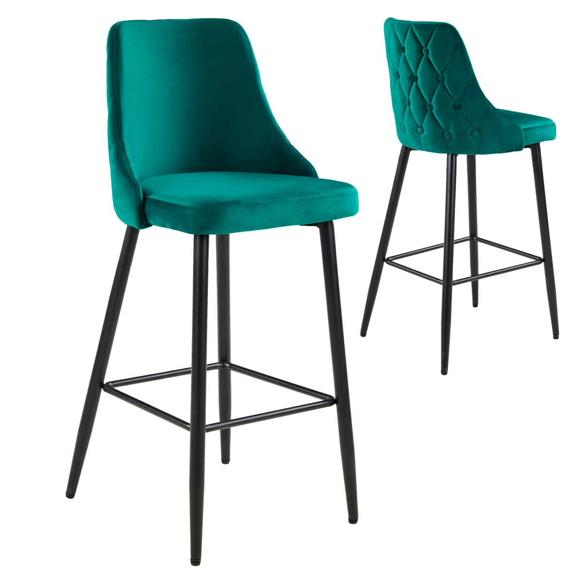 ΣΚΑΜΠΟ ΜΠΑΡ SERENITY HM8519.13 ΒΕΛΟΥΔΟ ΠΡΑΣΙΝΟ-ΜΑΥΡΑ ΜΕΤΑΛΛΙΚΑ ΠΟΔΙΑ 53x48x110Υεκ