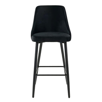 ΣΚΑΜΠΟ ΜΠΑΡ SERENITY HM8519.14 ΒΕΛΟΥΔΟ ΜΑΥΡΟ-ΜΑΥΡΑ ΜΕΤΑΛΛΙΚΑ ΠΟΔΙΑ 53x48x110Υεκ.