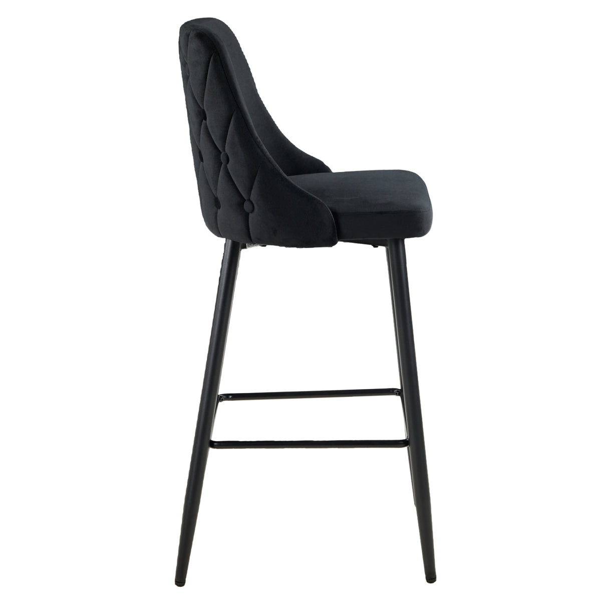 ΣΚΑΜΠΟ ΜΠΑΡ SERENITY HM8519.14 ΒΕΛΟΥΔΟ ΜΑΥΡΟ-ΜΑΥΡΑ ΜΕΤΑΛΛΙΚΑ ΠΟΔΙΑ 53x48x110Υεκ.